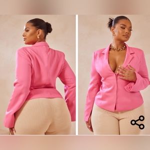 Plus Size Bright Pink Blazer